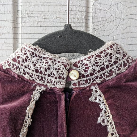 Authentic Purple Velvet Gunne Sax Midi Dress with Lace - Picture 10 of 11